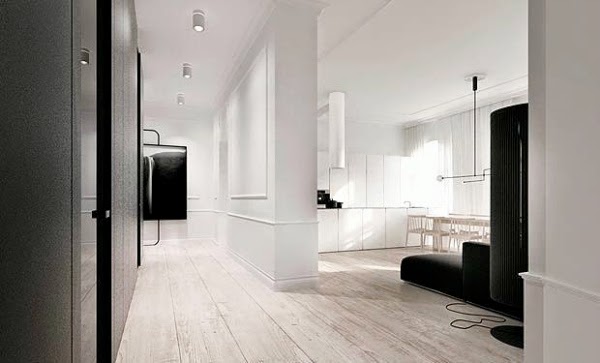 white invisible kitchen design island living room
