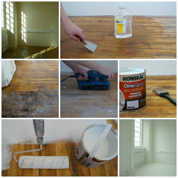 how to paint a wooden floor tutorial