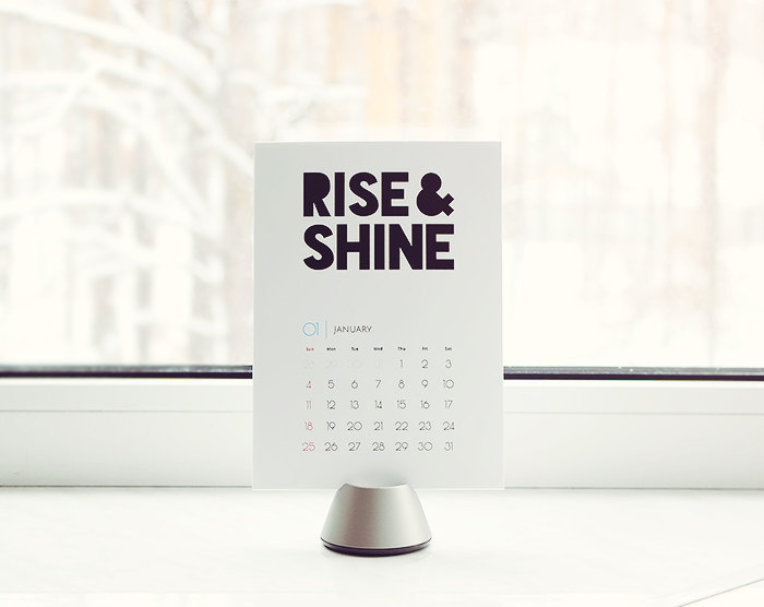 printable calendar 2016 rise and shine