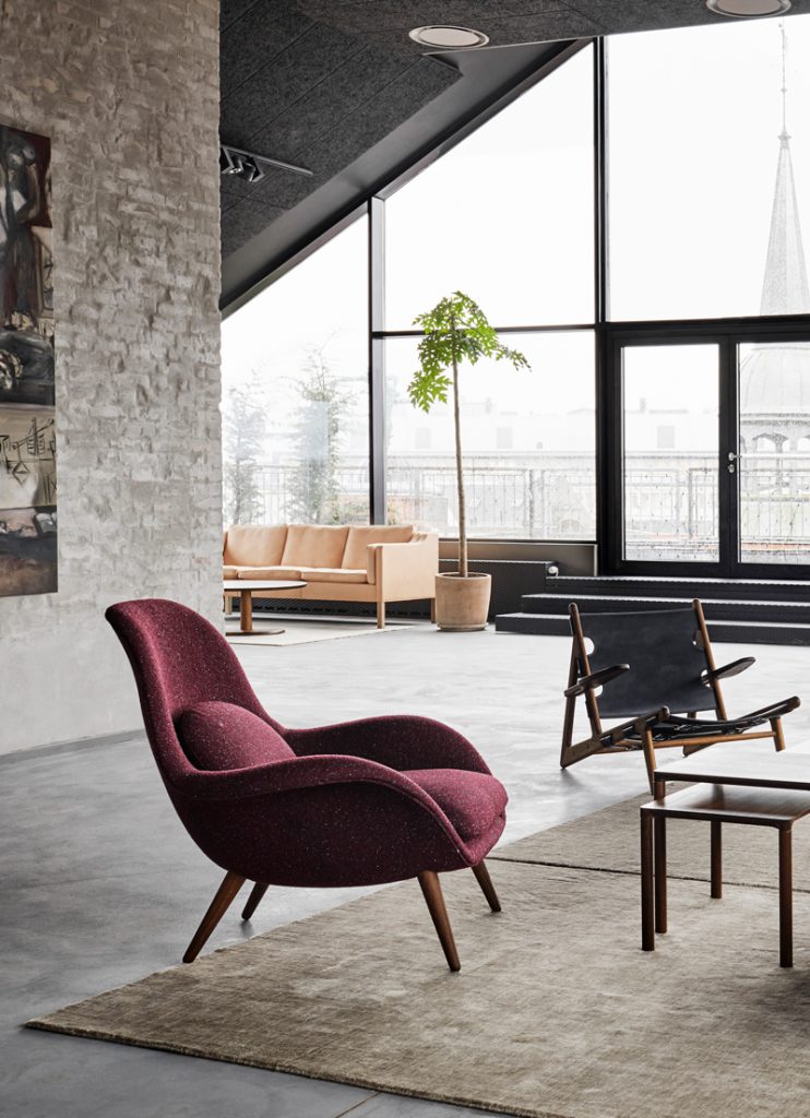 NEW Fredericia rooftop showroom in Copenhagen Swoon chair