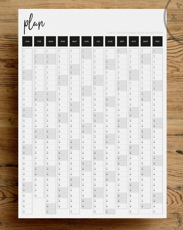 Kick start 2019 with a new printable calendar