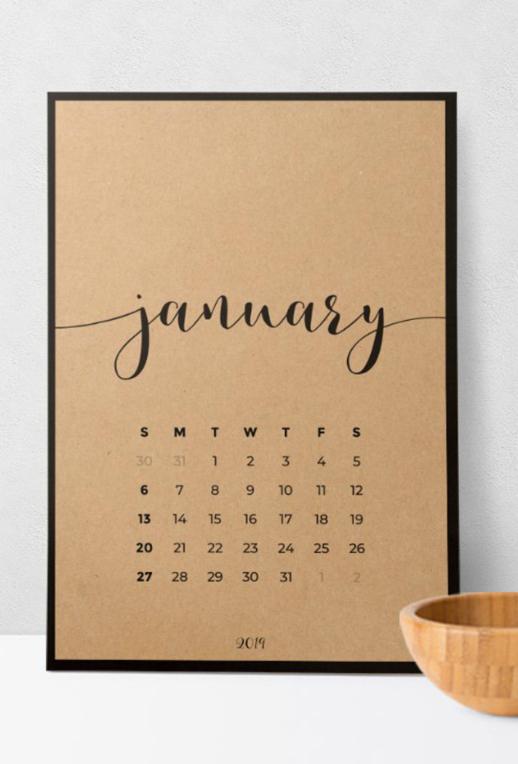 Kick start 2019 with a new printable calendar