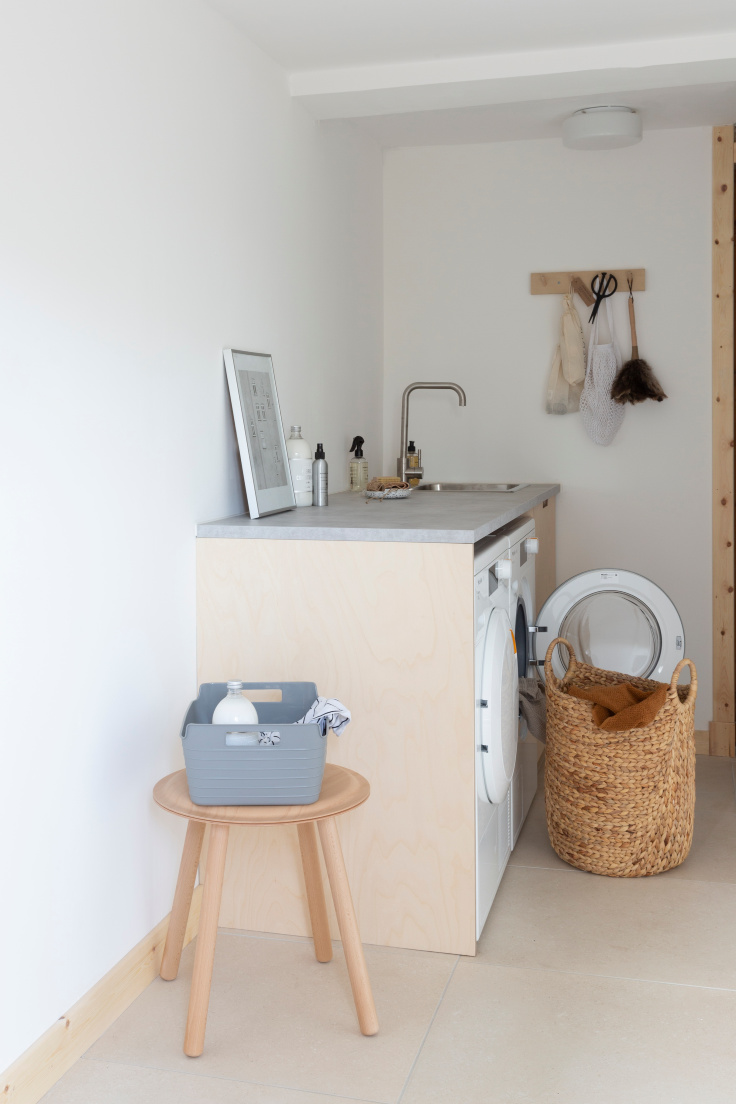 Utility renovation with a warm minimal Scandi look