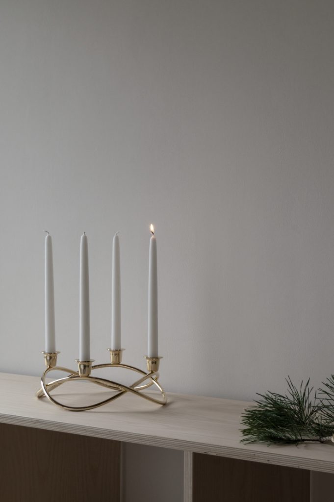 Georg Jenson candle holder with candles for a beautiful minimalist Scandinavian Christmas
