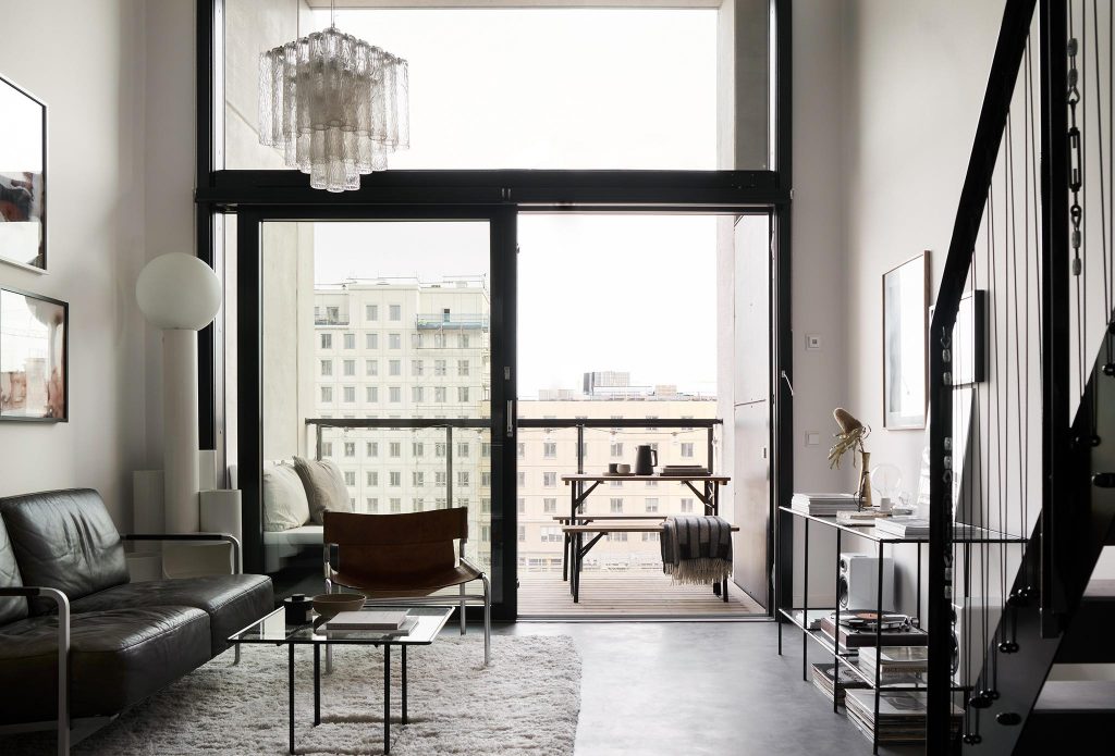 Stockholm apartment with double height living space