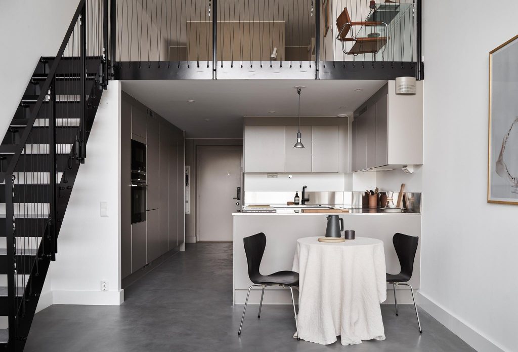 Stockholm apartment with double height living space