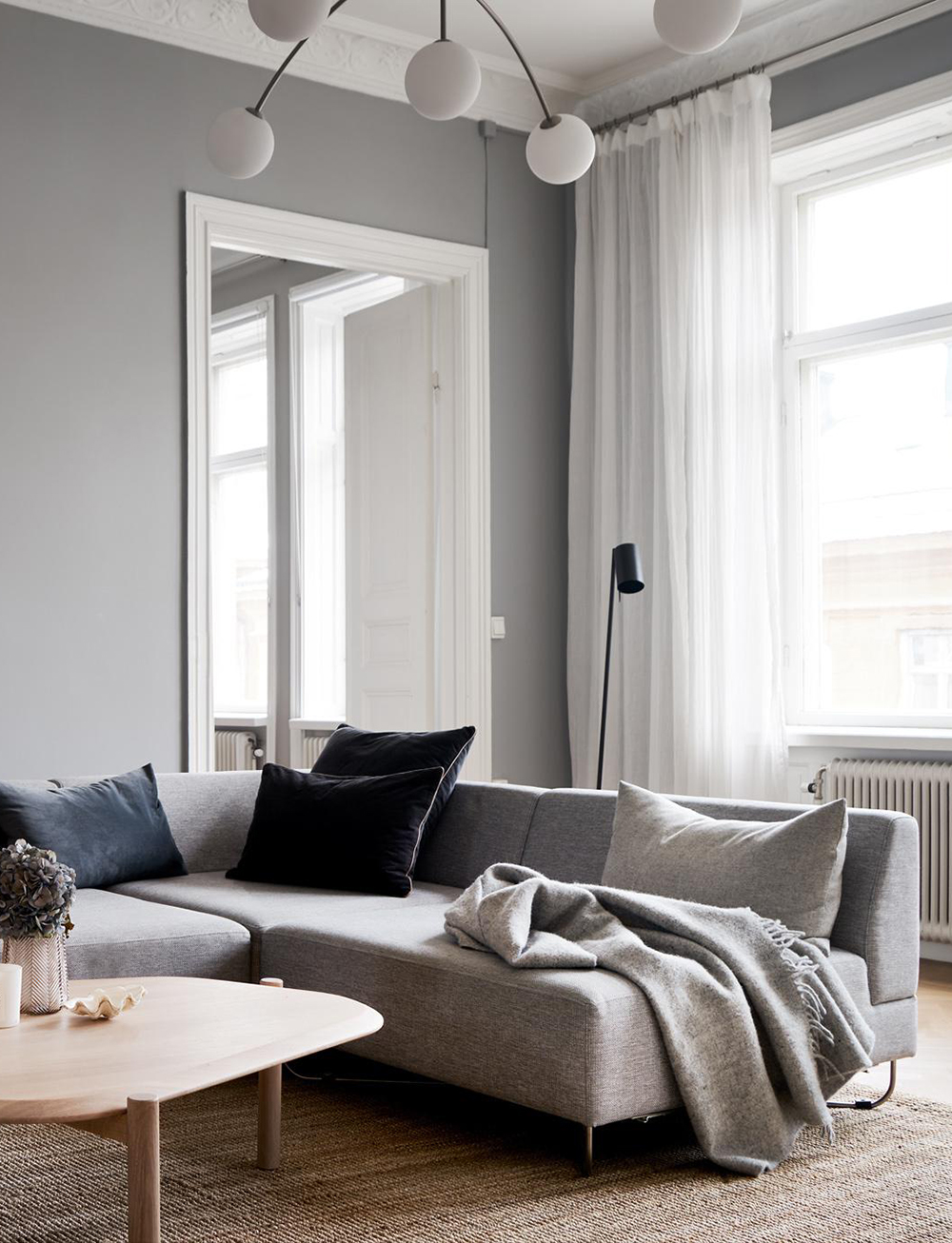 A Period Home with Grey Living Room and a Cosy Corner Sofa