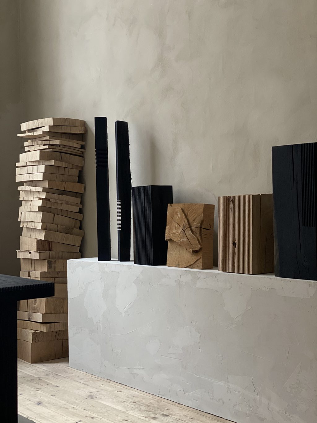 Dry Studios' showroom which features a collection of elegant, wabi sabi furniture all produced locally in Stockholm