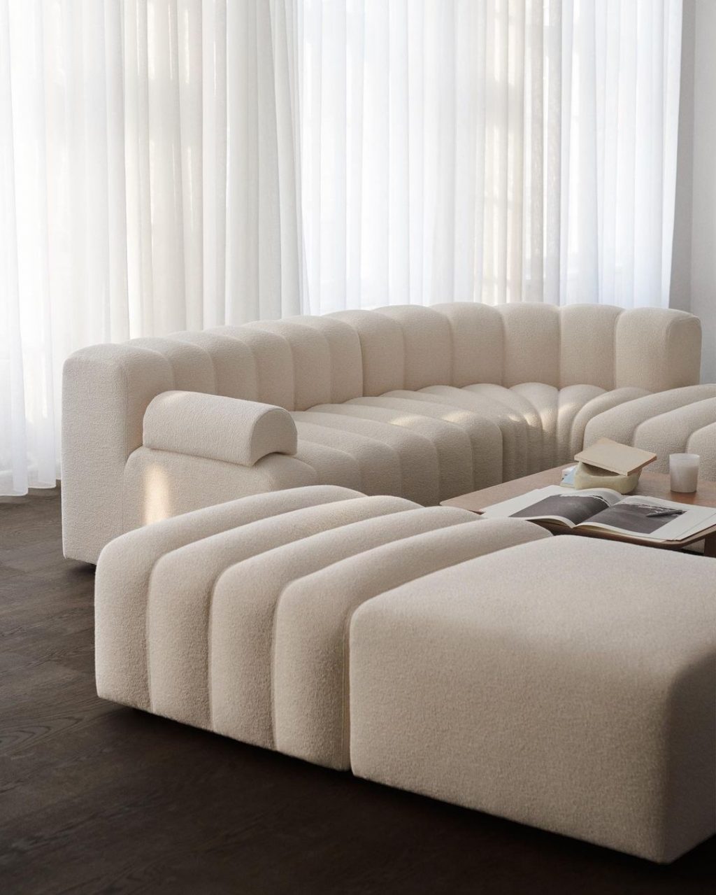 Studio modular sofa- curved sofa with hints of 70s from Norr11, a design studio incorporating the best of Scandinavian and Japanese design for the home