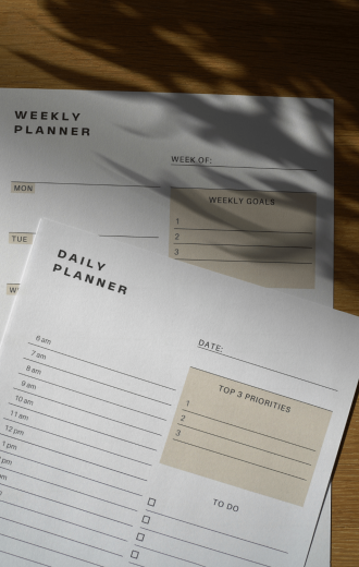 daily and weekly planners to help you achieve your goals in work and life